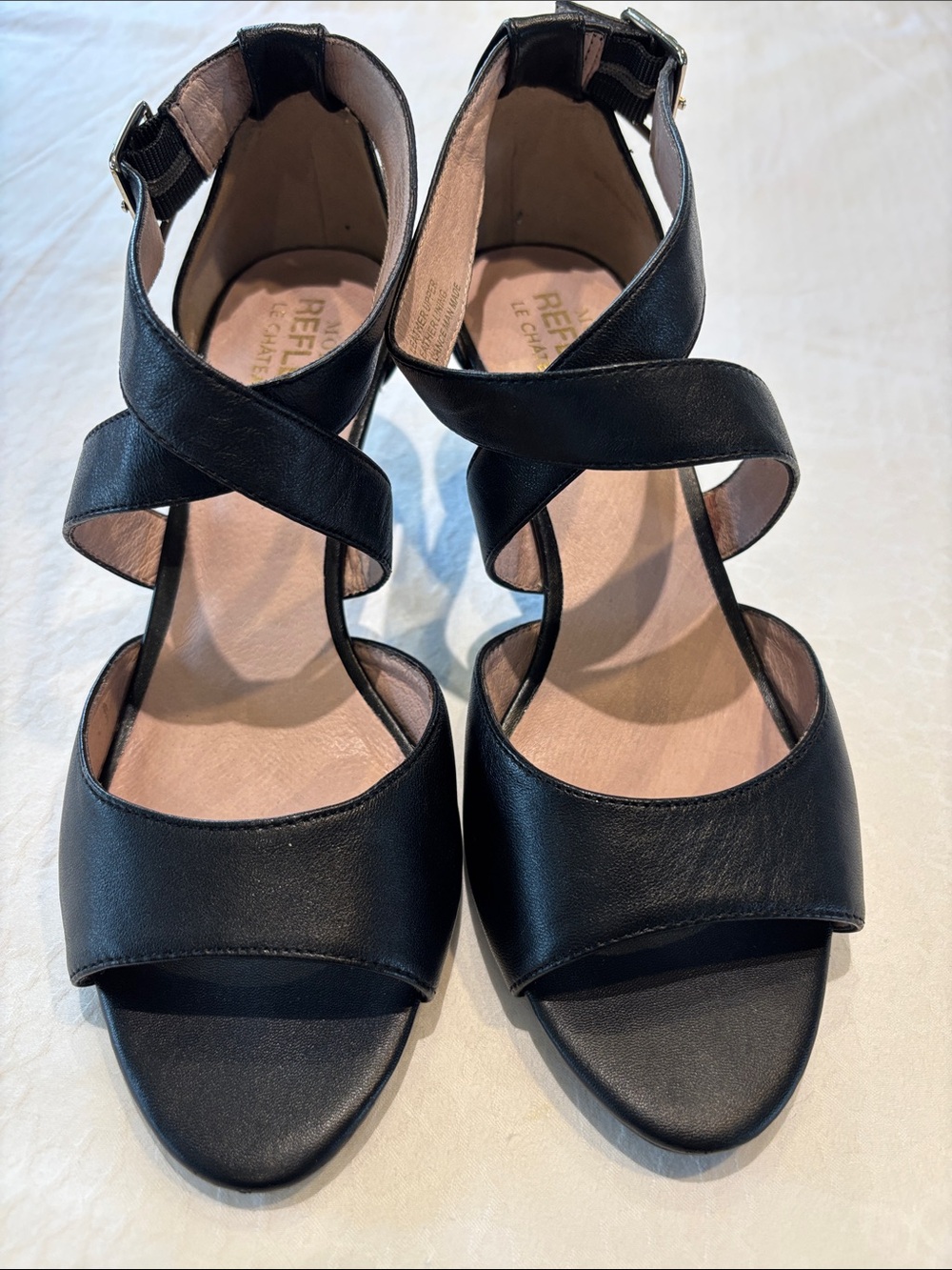 le chateau Black Crisscross Ankle Strap Heels